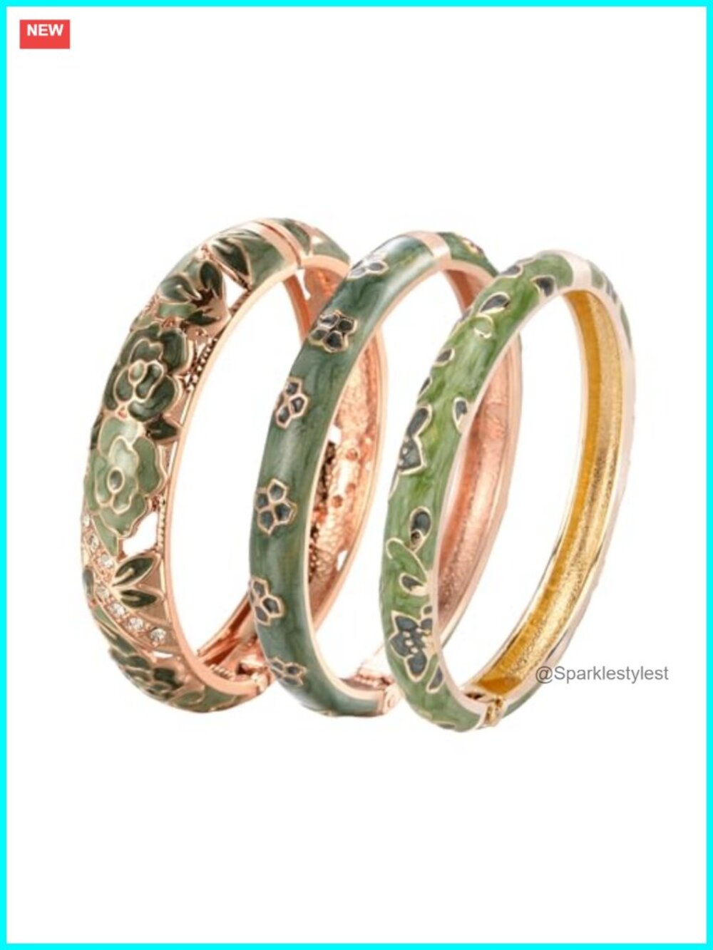 Gold Plated Cloisonne Enamel Hinged Cuff Bracelet Butterfly Flower Animal